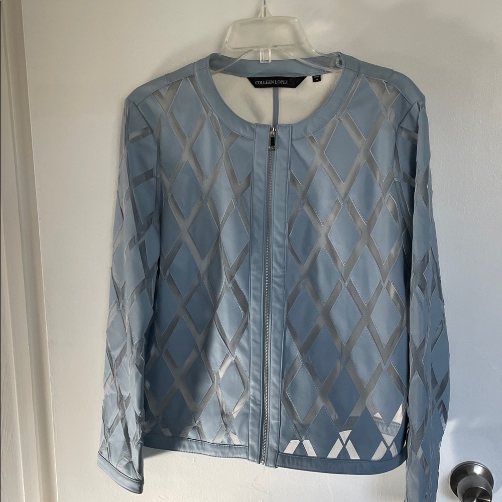 Colleen Lopez Sky Blue Diamond Cutout Blazer